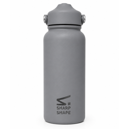 Láhev s brčkem šedá Sharp Shape
