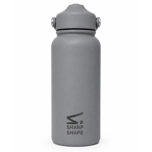 Láhev s brčkem šedá Sharp Shape