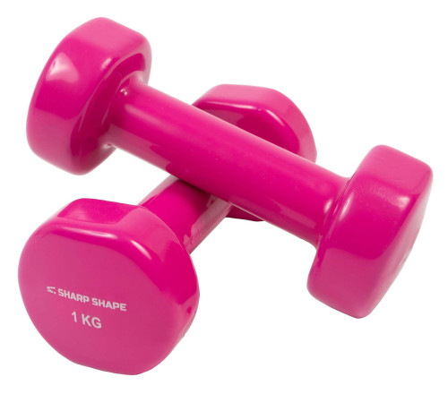 Vinylové činky 2 x 1 kg růžové Sharp Shape