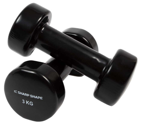 Vinylové činky 2 x 3 kg černé Sharp Shape